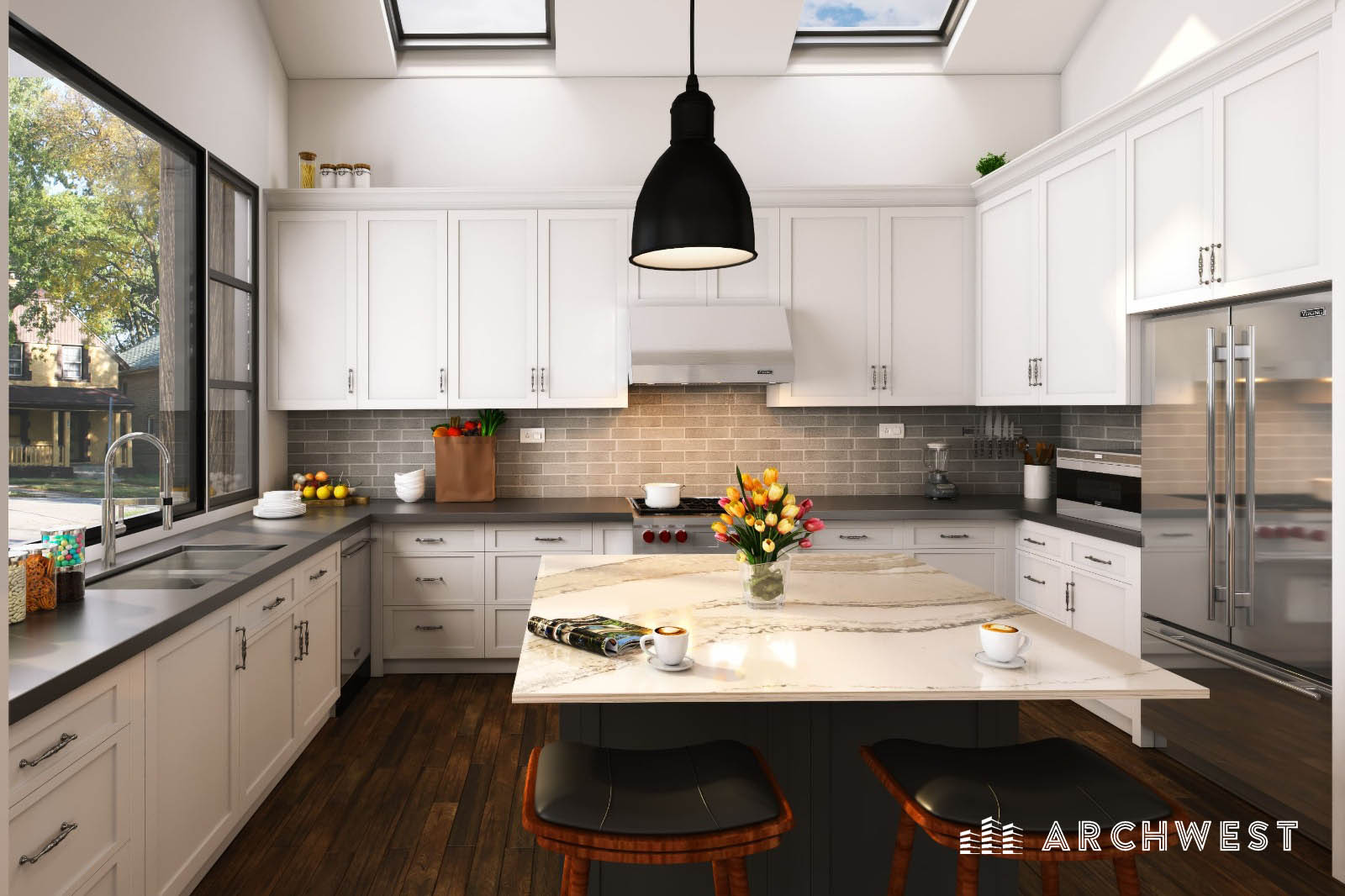 4. 3D Render of a Farmhouse Kitchen, Colorado, USA